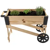 Pflanzschubkarre Pflanzfass Garten Deko Blumenkarre Pflanztrog aus Holz – Ansicht 2