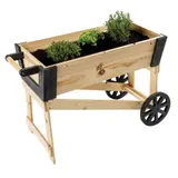 Pflanzschubkarre Pflanzfass Garten Deko Blumenkarre Pflanztrog aus Holz – Ansicht 3