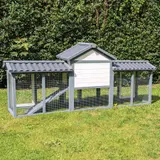 Kaninchenstall Picasso grau_weiss mit PVC Welldach – vista 10