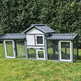 Kaninchenstall Picasso grau_weiss mit PVC Welldach – vista 3