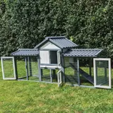 Kaninchenstall Picasso grau_weiss mit PVC Welldach – vista 5
