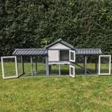 Kaninchenstall Picasso grau_weiss mit PVC Welldach – vista 6