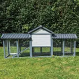Kaninchenstall Picasso grau_weiss mit PVC Welldach – vista 9